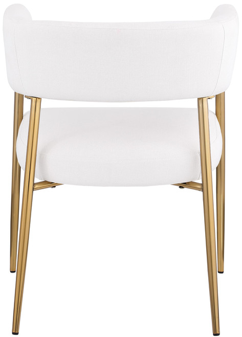 Dining Chair, Rich Cream Durable Linen Textured Fabric Upholstery, Brushed Gold Metal Frame, 24" W x 21.5" D x 29.5" H, Cream