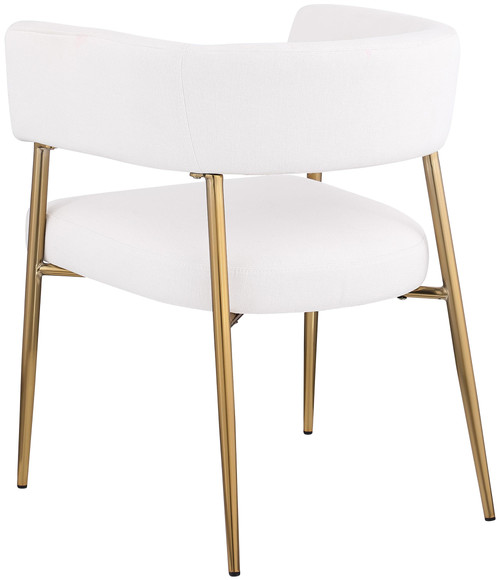 Dining Chair, Rich Cream Durable Linen Textured Fabric Upholstery, Brushed Gold Metal Frame, 24" W x 21.5" D x 29.5" H, Cream