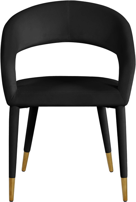 Velvet Upholstered Rounded Back Dining Chair, Black, 23" W x 23" D x 31.5" H