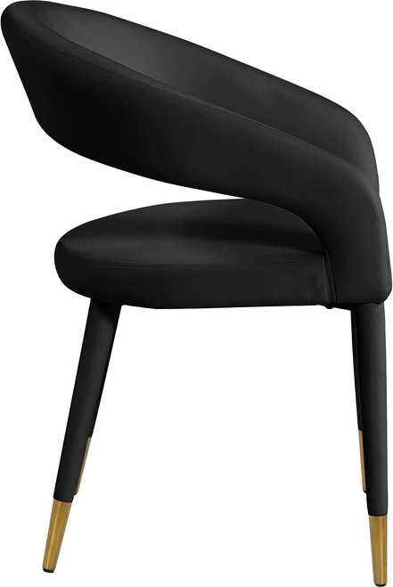 Velvet Upholstered Rounded Back Dining Chair, Black, 23" W x 23" D x 31.5" H