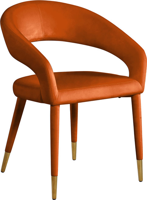 Velvet Upholstered Rounded Back Dining Chair, Cognac, 23" W x 23" D x 31.5" H