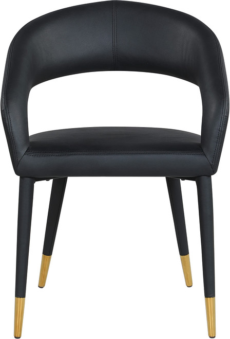 Vegan Leather Upholstered Rounded Back Dining Chair, Black, 23" W x 23" D x 31.5" H