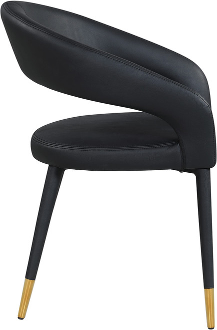 Vegan Leather Upholstered Rounded Back Dining Chair, Black, 23" W x 23" D x 31.5" H