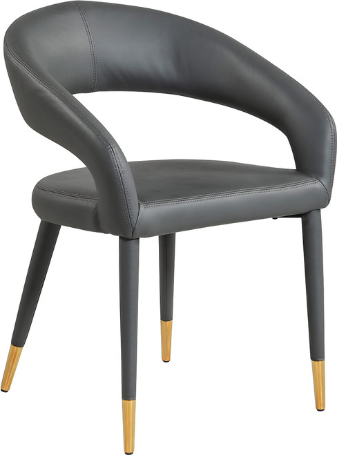 Vegan Leather Upholstered Rounded Back Dining Chair, Grey, 23" W x 23" D x 31.5" H