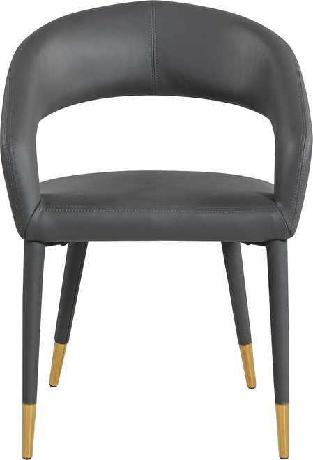 Vegan Leather Upholstered Rounded Back Dining Chair, Grey, 23" W x 23" D x 31.5" H