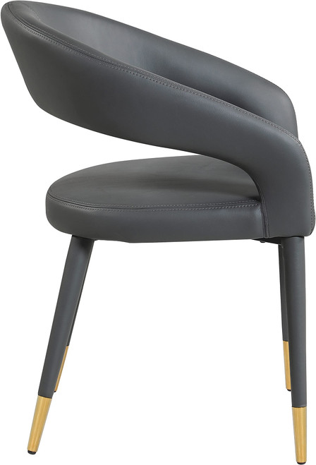 Vegan Leather Upholstered Rounded Back Dining Chair, Grey, 23" W x 23" D x 31.5" H