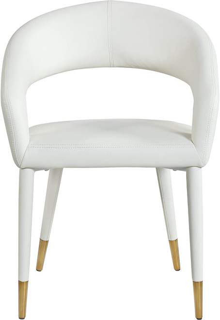 Vegan Leather Upholstered Rounded Back Dining Chair, Off White Cream, 23" W x 23" D x 31.5" H