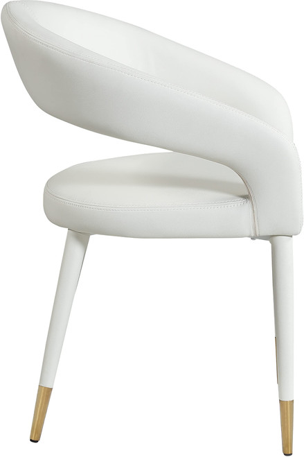Vegan Leather Upholstered Rounded Back Dining Chair, Off White Cream, 23" W x 23" D x 31.5" H
