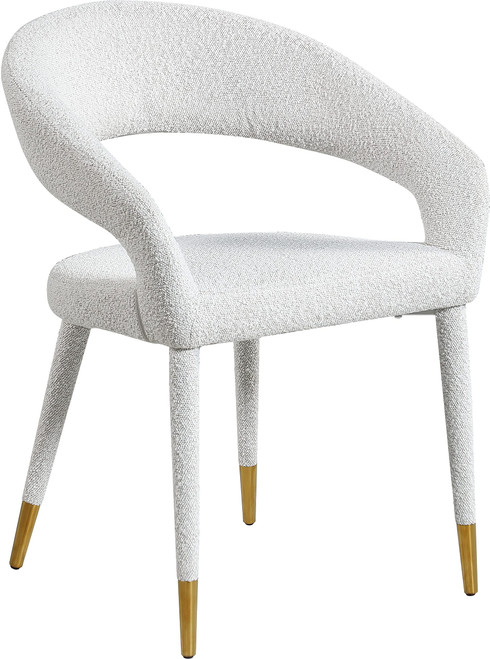 Fabric Upholstered Rounded Back Dining Chair, Cream, 23" W x 23" D x 31.5" H