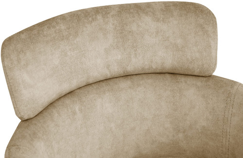 Velvet Upholstered Dining Chair with Brushed Brass Metal Frame, 22.5" W x 25.5" D x 34.5" H, Beige, Set of 2