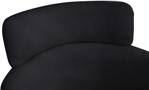 Velvet Upholstered Dining Chair with Brushed Brass Metal Frame, 22.5" W x 25.5" D x 34.5" H, Black, Set of 2