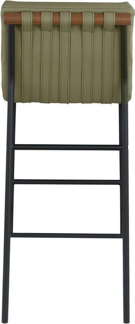 800Olive-C Burke Collection Modern | Contemporary Bar Stool with Olive Green Vegan Leather, Mint Olive Vegan Leather Straps, Matte Black Metal Frame, 18" W x 24" D x 40.5" H, Green