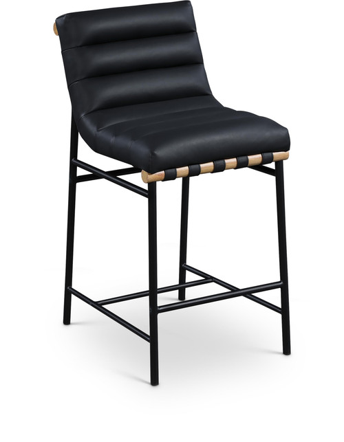 857Black-C Burke Collection Modern | Contemporary Vegan Leather Upholstered Counter Stool, Black, 18" W x 24" D x 37.5" H