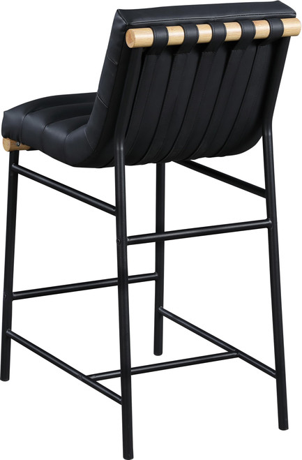 857Black-C Burke Collection Modern | Contemporary Vegan Leather Upholstered Counter Stool, Black, 18" W x 24" D x 37.5" H