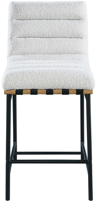 857Cream-C Burke Collection Modern | Contemporary Boucle Fabric Upholstered Counter Stool, Cream, 18" W x 24" D x 37.5" H