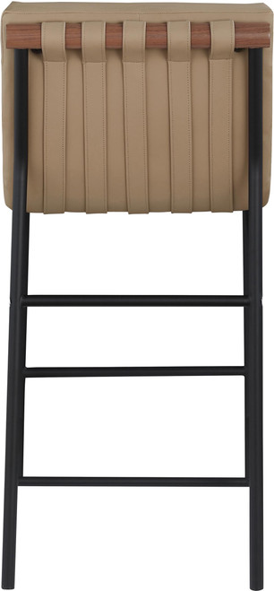813Tan-C Burke Collection Modern | Contemporary Counter Stool with Soft Vegan Leathe Including Straps, Matte Black Metal Frame, 18" W x 24" D x 37.5" H