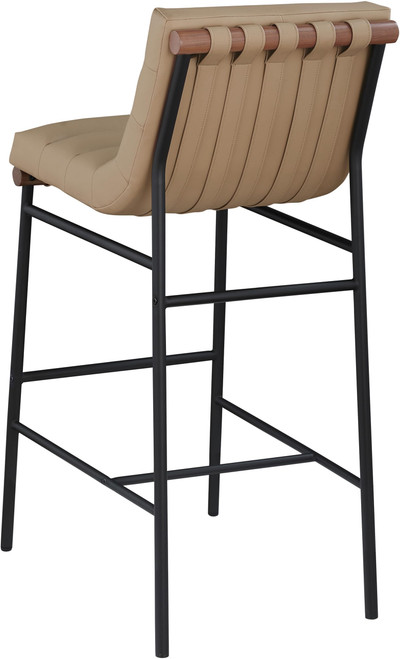800Tan-C Burke Collection Modern | Contemporary Bar Stool with Soft Tan Vegan Leather, Tan Vegan Leather Straps, Matte Black Metal Frame, 18" W x 24" D x 40.5" H, Tan