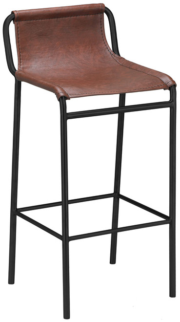 500Brown-C Dax Collection Modern | Contemporary Counter Stool with Soft Brown Vegan Leather, Matte Black Metal Frame, 15.5" W x 15" D x 33" H, Brown