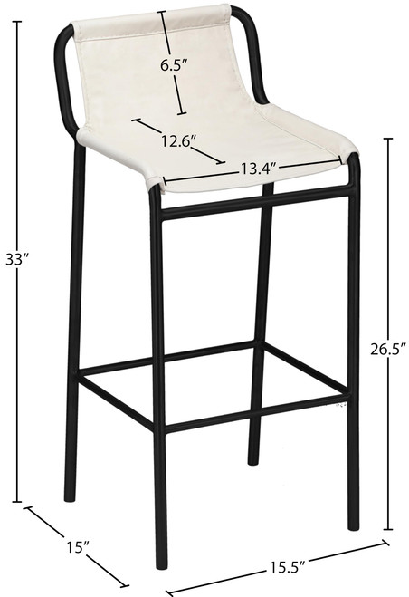 500Cream-C Dax Collection Modern | Contemporary Counter Stool with Soft Cream Vegan Leather, Matte Black Metal Frame, 15.5" W x 15" D x 33" H, Cream