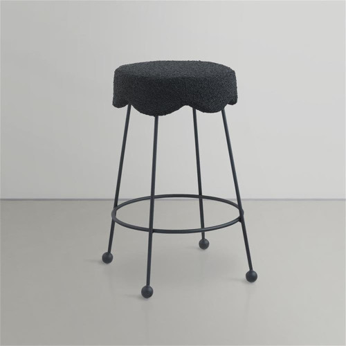Fleur Black Boucle Fabric Counter Stool