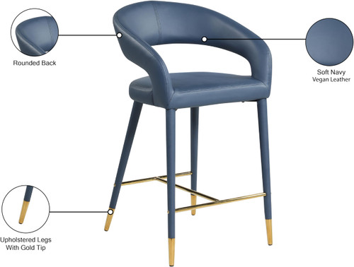 Destiny Navy Vegan Leather Stool