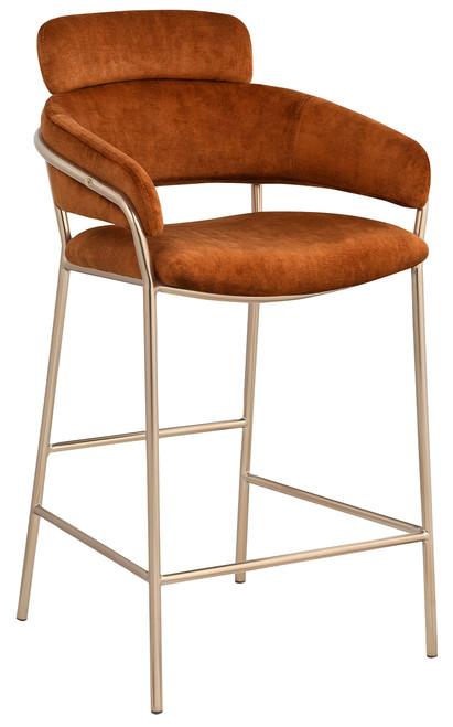 Yara Cognac Velvet Counter Stool