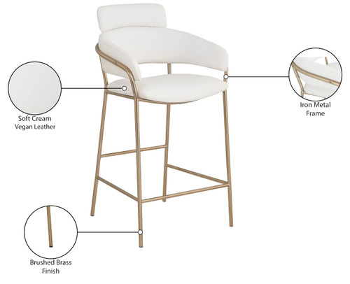 Yara Cream Vegan Leather Counter Stool