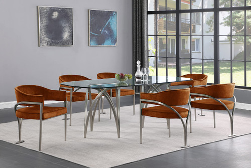 Madelyn Cognac Velvet Dining Chair (Set of 2)