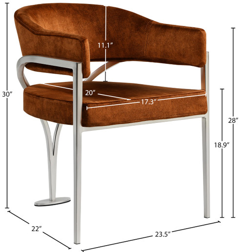 Madelyn Cognac Velvet Dining Chair (Set of 2)