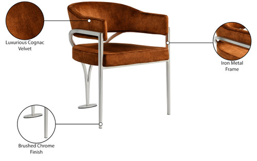 Madelyn Cognac Velvet Dining Chair (Set of 2)