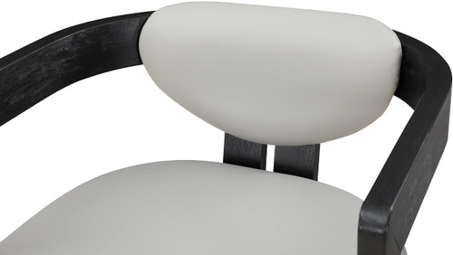 Dining Chair, Solid Wood Brushed Black Finish, Soft Grey Vegan Leather, Brushed Chrome Accents, 24" W x 23.5" D x 29" H, Grey