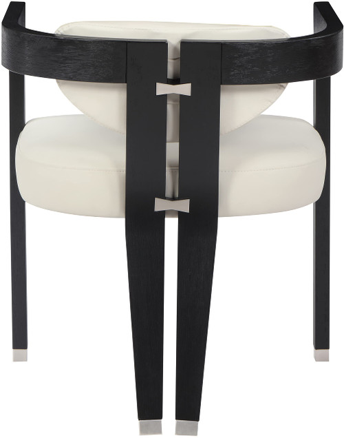 Dining Chair, Solid Wood Finish, Soft Faux Leather, Brushed Chrome Accents, 24" W x 23.5" D x 29" H, Cream