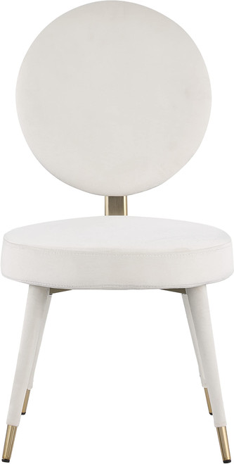 Velvet Upholstered Dining Chair with Brushed Brass Iron Legs, Set of 2, Cream, 19" W x 23" D x 35.5" H
