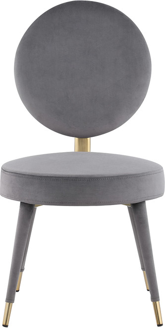 Velvet Upholstered Dining Chair with Brushed Brass Iron Legs, Set of 2, Grey, 19" W x 23" D x 35.5" H