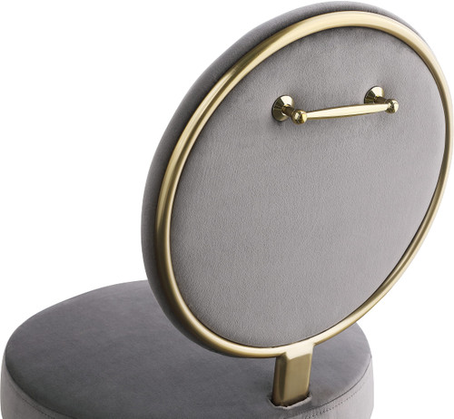 Velvet Upholstered Dining Chair with Brushed Brass Iron Legs, Set of 2, Grey, 19" W x 23" D x 35.5" H