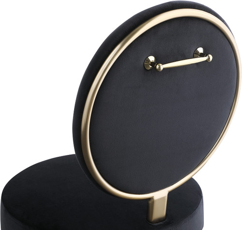 Velvet Upholstered Dining Chair with Brushed Brass Iron Legs, Set of 2, Black, 19" W x 23" D x 35.5" H