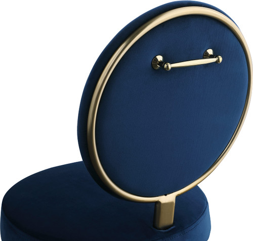 Velvet Upholstered Dining Chair with Brushed Brass Iron Legs, Set of 2, Navy, 19" W x 23" D x 35.5" H