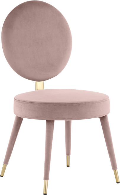 Velvet Upholstered Dining Chair with Brushed Brass Iron Legs, Set of 2, Pink, 19" W x 23" D x 35.5" H