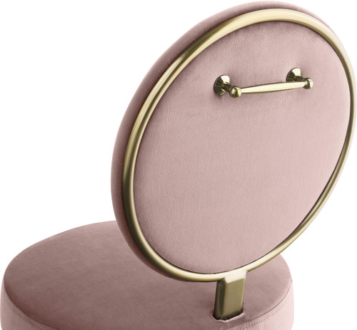 Velvet Upholstered Dining Chair with Brushed Brass Iron Legs, Set of 2, Pink, 19" W x 23" D x 35.5" H