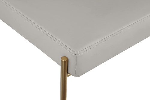 Faux Leather/Boucle Fabric Upholstered Dining Chair with Brushed Brass Iron Frame, 22" W x 25.5" D x 33" H, Taupe, Set of 2