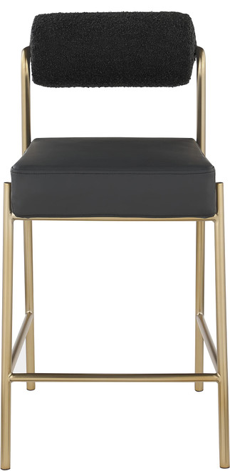 587Black-C Carly Collection Modern | Contemporary Vegan Leather/Boucle Fabric Upholstered Counter Stool, 19" W x 22.5" D x 37" H, Black