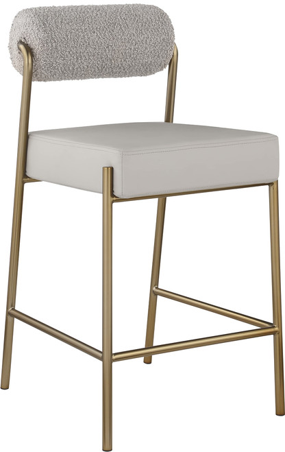 587Taupe-C Carly Collection Modern | Contemporary Faux Leather/Boucle Fabric Upholstered Counter Stool, 19" W x 22.5" D x 37" H, Taupe