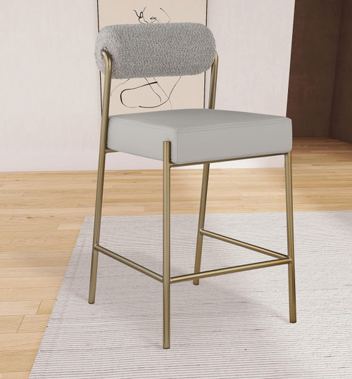 587Taupe-C Carly Collection Modern | Contemporary Faux Leather/Boucle Fabric Upholstered Counter Stool, 19" W x 22.5" D x 37" H, Taupe