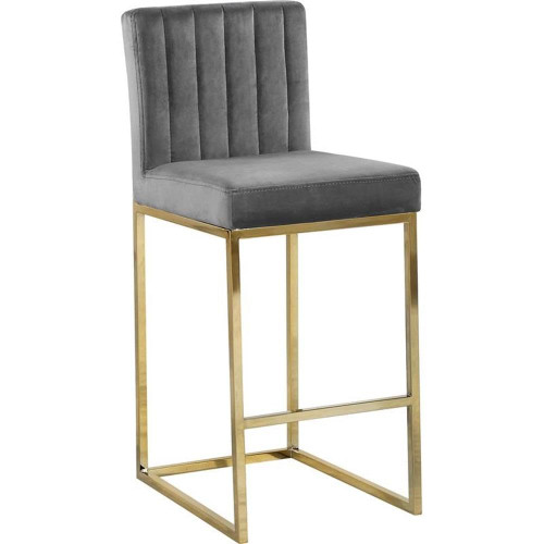 Giselle 26" H Velvet Counter Stool in Gray