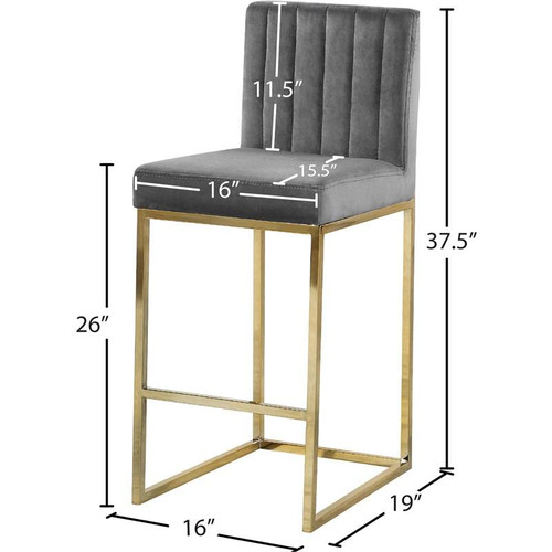 Giselle 26" H Velvet Counter Stool in Gray