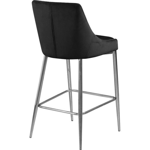 Karina Collection Modern | Contemporary Velvet Upholstered Counter Stool with Polished Chrome Metal Legs and Foot Rest, Set of 2, Black