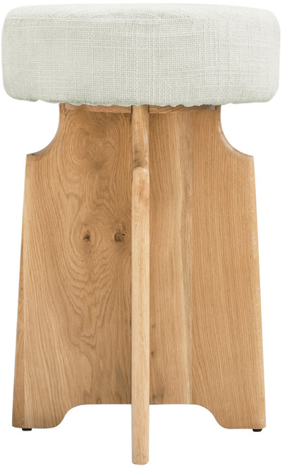 837Cream-C Jasper Collection Mid Century Modern Boucle Fabric Upholstered Counter Stool with Solid White Oak Wood Finish, Cream, 16" W x 16" D x 26" H