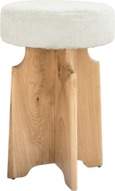 837Cream-C Jasper Collection Mid Century Modern Boucle Fabric Upholstered Counter Stool with Solid White Oak Wood Finish, Cream, 16" W x 16" D x 26" H