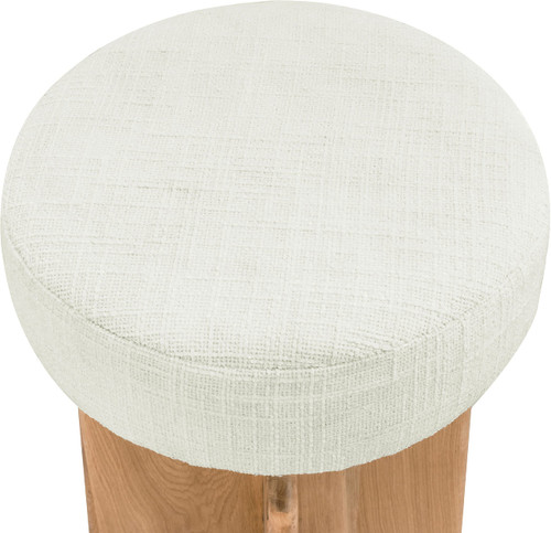 837Cream-C Jasper Collection Mid Century Modern Boucle Fabric Upholstered Counter Stool with Solid White Oak Wood Finish, Cream, 16" W x 16" D x 26" H