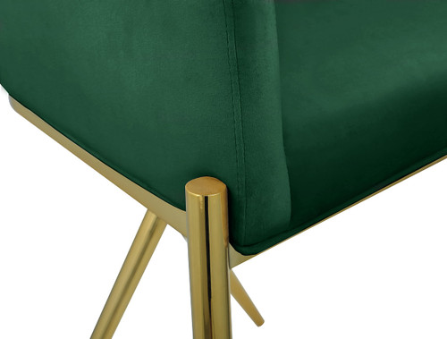 867Green-C Xavier Collection Velvet Upholstered Counter Stool with Sturdy Gold Metal Legs, Green, 23.5" W x 22.5" D x 38" H
